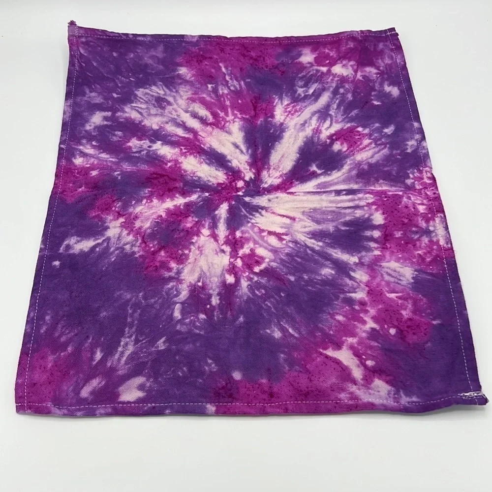 TIE DYE NAPKIN SET OF FOUR PURPLE PINK AND WHITE